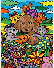 Slika za bojanje ColorVelvet - Mačići i pas, 29.7 х 21 cm