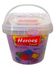 Kinetički pijesak u kanti Heroes – Ljubičasta boja, s 6 figurica, 1000 g -1