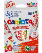 Set markera Carioca Stamperello - 6 boja, s pečatima -1
