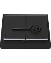 Set bilježnica i privjesak za ključeve Hugo Boss Storyline - Crni