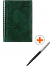 Set kalendar-dnevnik Madera - Zeleni, s olovkom Parker Royal Jotter Originals Black -1