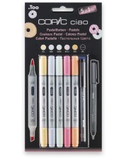 Set markera Too Copic Ciao - Pastelne nijanse, 5 boja + 1 crn multi liner, 0.3 mm -1
