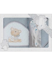 Set ručnika za bebe s češljem i četkom Interbaby - Love you Grey, 100 x 100 cm -1