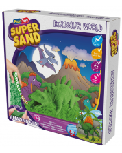 Set s kinetičkim pijeskom Play-Toys Zzand - Dino World, 2 x 320 g i dodaci