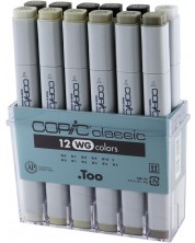 Set markera Too Copic Classic - Topli sivi tonovi, 12 boja