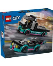 Konstruktor LEGO City - Trkaći automobil i kamion za prijevoz automobila (60406)