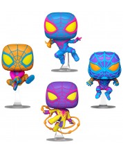 Set figurica Funko POP! Marvel: Spider-Man - Miles Morales: Classic Suit, S.T.R.I.K.E. Suit, Bodega Cat Suit, T.R.A.C.K. Suit (Blacklight) (Special Edition) -1