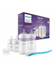 Set za novorođenče od 4 bočice Philips Avent - Natural Response 3.0, četka i duda (0-3m) -1