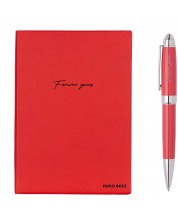 Set bilježnica i kemijska olovka Hugo Boss - Forever Yours, A5, crveni