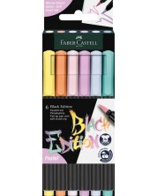 Set markera s kistom Faber-Castell Black Edition - 6 pastelnih boja