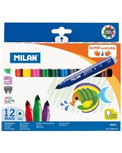 Set flomastera Milan - Maxi Super Washable, 12 boja
