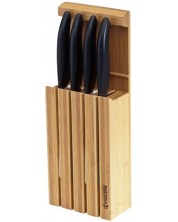 Set keramičkih noževa KYOCERA - S blokom od bambusa, crni