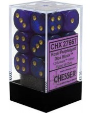 Set kockica Chessex Borealis Luminary Dice Block - Royal Purple/Gold, 12 komada