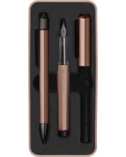Set kemijske olovke i nalivpera Faber-Castell Hexo - Brončan