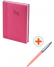 Set kalendar-dnevnik Spree - Ružičasti,  s olovkom Parker Royal Jotter Originals Glam Rock, ružičasta -1