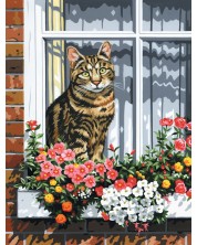 Set za slikanje na platnu Royal - Mačka na prozoru, 23х30 cm