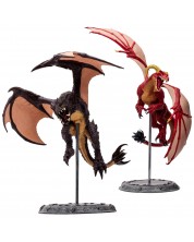 Set akcijskih figurica McFarlane Games: World of Warcraft - Red Highland & Black Proto-Drake, 28 cm
