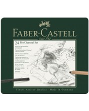 Set ugljena Faber-Castell Pitt Charcoal - 24 komada, metalna kutija