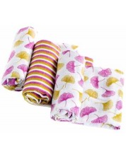 Set pelena za bebe Xkko - Gingko, 70 х 70 cm, 3 komada -1