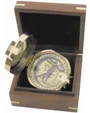 Kompas Sea Club - Brunton, u drvenoj kutiji, mesing, 7,5 cm -1