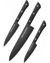 Set od 3 noža Samura - Shadow, crni neljepljivi premaz -1