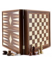 Set šaha i backgammona Manopoulos - Boja oraha, 41 x 41 cm