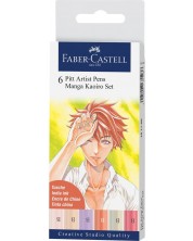 Set markera Faber-Castell Pitt Artist - Manga Kaoiro, 6 boja