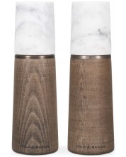 Set mlinaca za sol i papar Cole & Mason - Marble, 18.5 х 6 cm, drvo i bijeli mramor -1