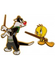 Set bedževa CineReplicas Animation: Looney Tunes - Sylvester and Tweety at Hogwarts (WB 100th) -1