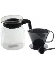 Set vrč za kavu sa šalicom HIT - 1.2 l + filter, crni -1