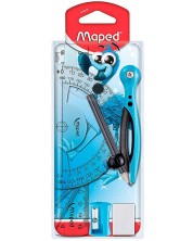 Set za crtanje Maped Essentials Kids - 8 dijelova, sa šestarom, plavi -1