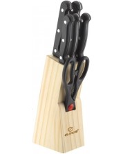 Set noževa s drvenim stalkom Elekom - ЕК-07 K, 7 dijelova, crni