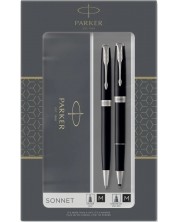 Set kemijska olovka Parker Sonnet Essential - S rolerom, srebrna obrada, s kutijom