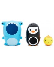 Set igračaka za kupanje Munchkin - Morski pas, pingvin, riba -1