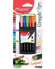 Set fineliner flomastera Maped - Graph Peps Compact, 0.4 mm, 10 boja