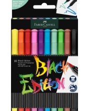 Set markera s kistom Faber-Castell Black Edition - 10 boja