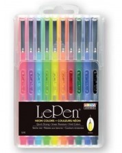 Set fineliner flomastera Uchida Marvy - Le Pen, 0.5 mm, 10 boja, neon