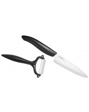 Set keramičkog noža s gulilicom  Kyocera - crni, 11 cm
