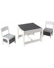 Set dječji dvostrani stol s tablom i 2 stolice Ginger Home - Bijelo-sivi -1