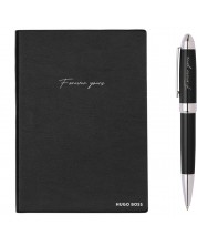 Set bilježnica i kemijska olovka Hugo Boss - Forever Yours, A5, crni