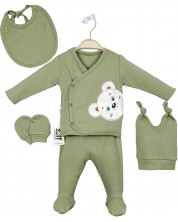 Set za novorođenčad Babyzuff - 5 dijelova, zeleni s medvjedom -1
