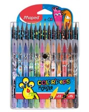 Set Maped Color Peps - Monster, 12 flomastera + 15 olovaka