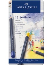 Set olovki u boji Faber-Castell Goldfaber - 12 boja, u metalnoj kutiji