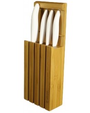 Set keramičkih noževa KYOCERA - S blokom od bambusa, bijeli -1