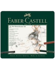 Set olovki Faber-Castell Pitt Monochrome - 21 komad, u metalnoj kutiji -1