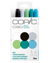 Set markera Too Copic Ciao - Morski tonovi, 6 boja