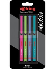 Set finelinera Rotring - 0.4 mm, 4 boje -1