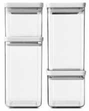 Set od 4 staklenke Brabantia - Tasty+, 2 х 0.7 l + 2 x 1.6 l, Light Grey -1