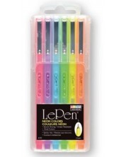 Set fineliner flomastera Uchida Marvy - Le Pen, 0.5 mm, 6 boja, neon
