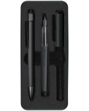 Set kemijske olovke i nalivpera Faber-Castell Hexo - Crni mat